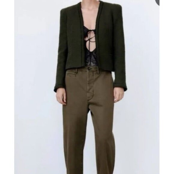 Zara Olive Green Blazer with Gold Buttons - Picture 5 of 11